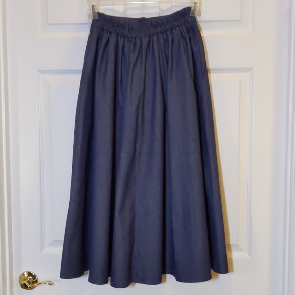 Vintage Flared Blue Denim Skirt - Picture 4 of 5
